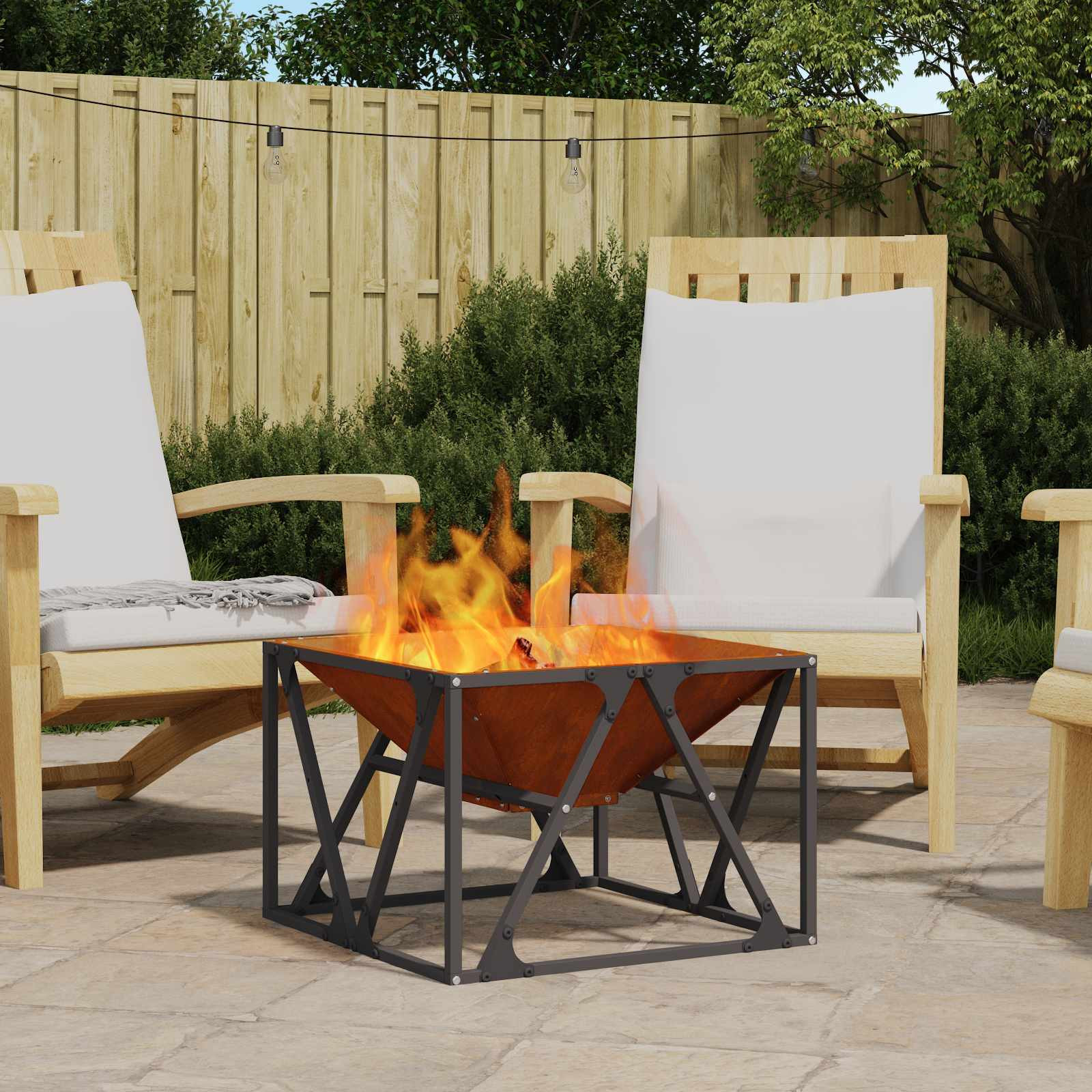 vidaXL Feuerstelle Rostig 50 x 50 x 35 cm Wetterfeststahl