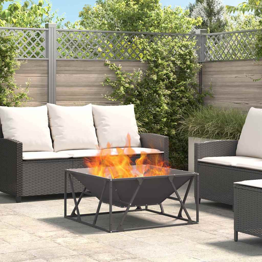 vidaXL Feuerstelle Schwarz 80 x 80 x 40 cm Wetterfeststahl