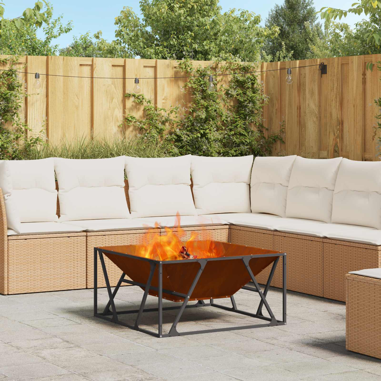 vidaXL Feuerstelle Rostig 80 x 80 x 40 cm Wetterfeststahl