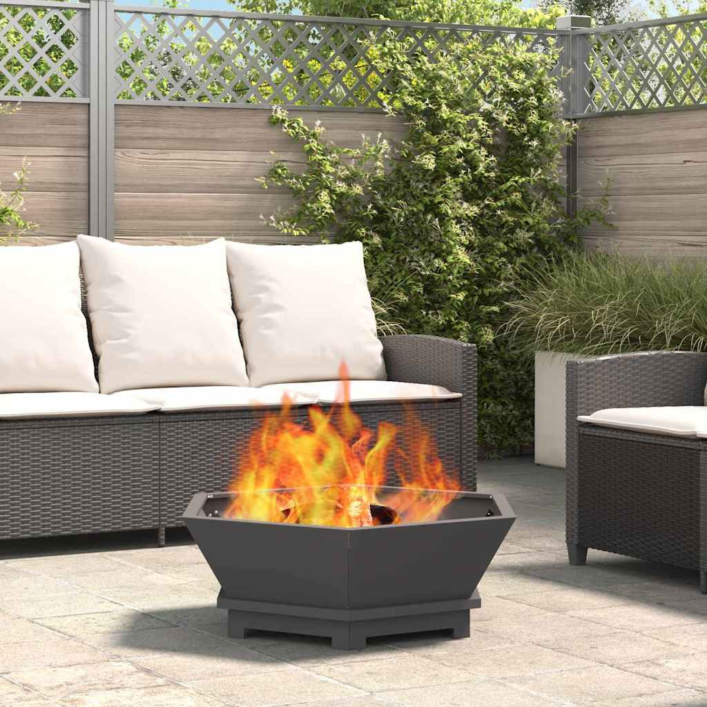 vidaXL Feuerschale Schwarz 75 x 75 x 28 cm Wetterfeststahl