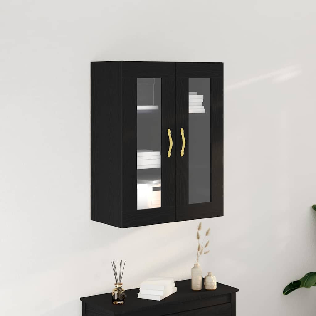 vidaXL Wandschrank Wandmontiert Schwarz Eichen-Optik 69,5 x 34 x 90 cm