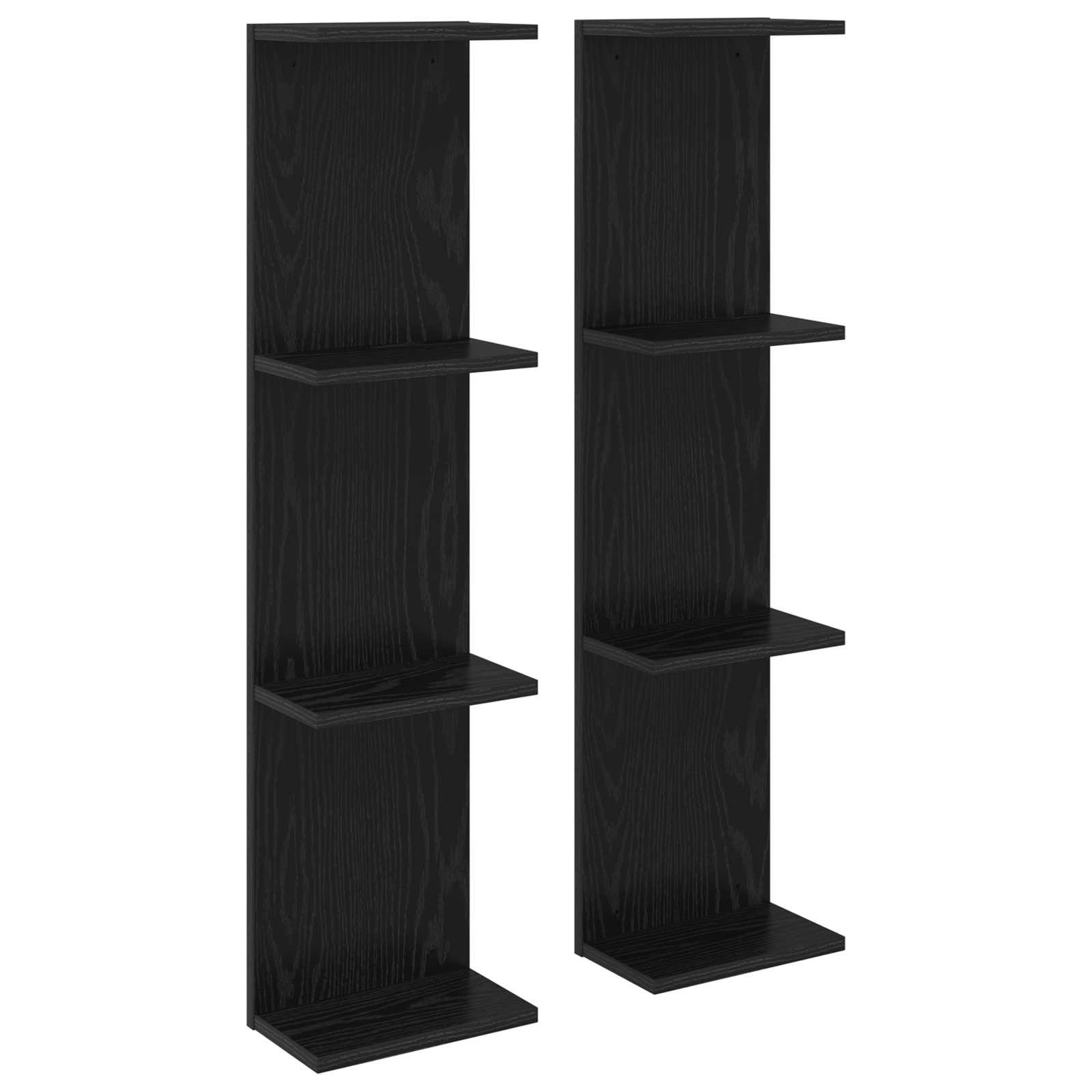vidaXL Wandregal 2 pcs Schwarze Eiche 22 x 15 x 100 cm Holzwerkstoff