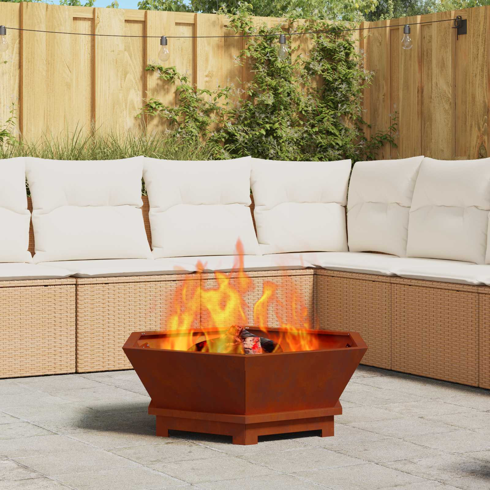 vidaXL Feuerschale Rostig 75 x 75 x 28 cm Wetterfeststahl