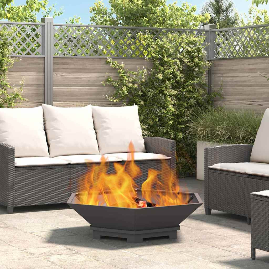 vidaXL Feuerschale Schwarz 100 x 100 x 28 cm Wetterfeststahl