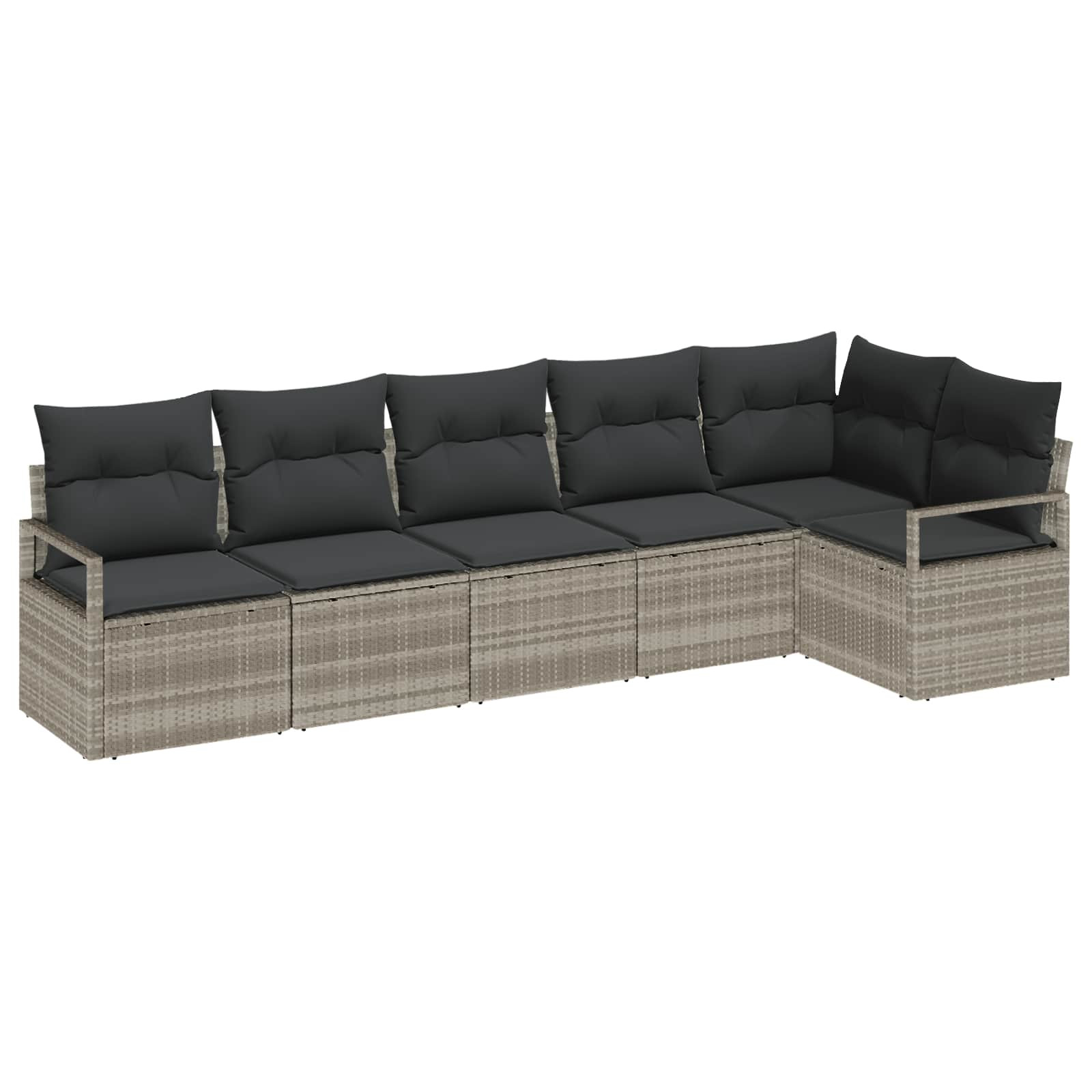 vidaXL Sofa Set mit Kissen 6 pcs Hellgrau Poly Rattan
