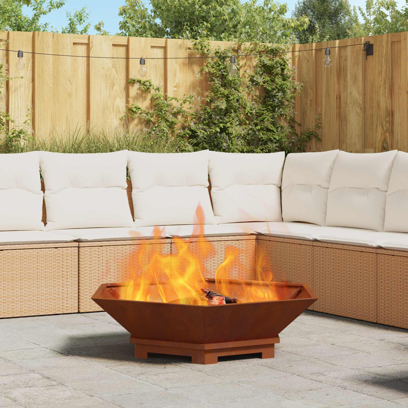 vidaXL Feuerschale Rostig 100 x 100 x 28 cm Wetterfeststahl