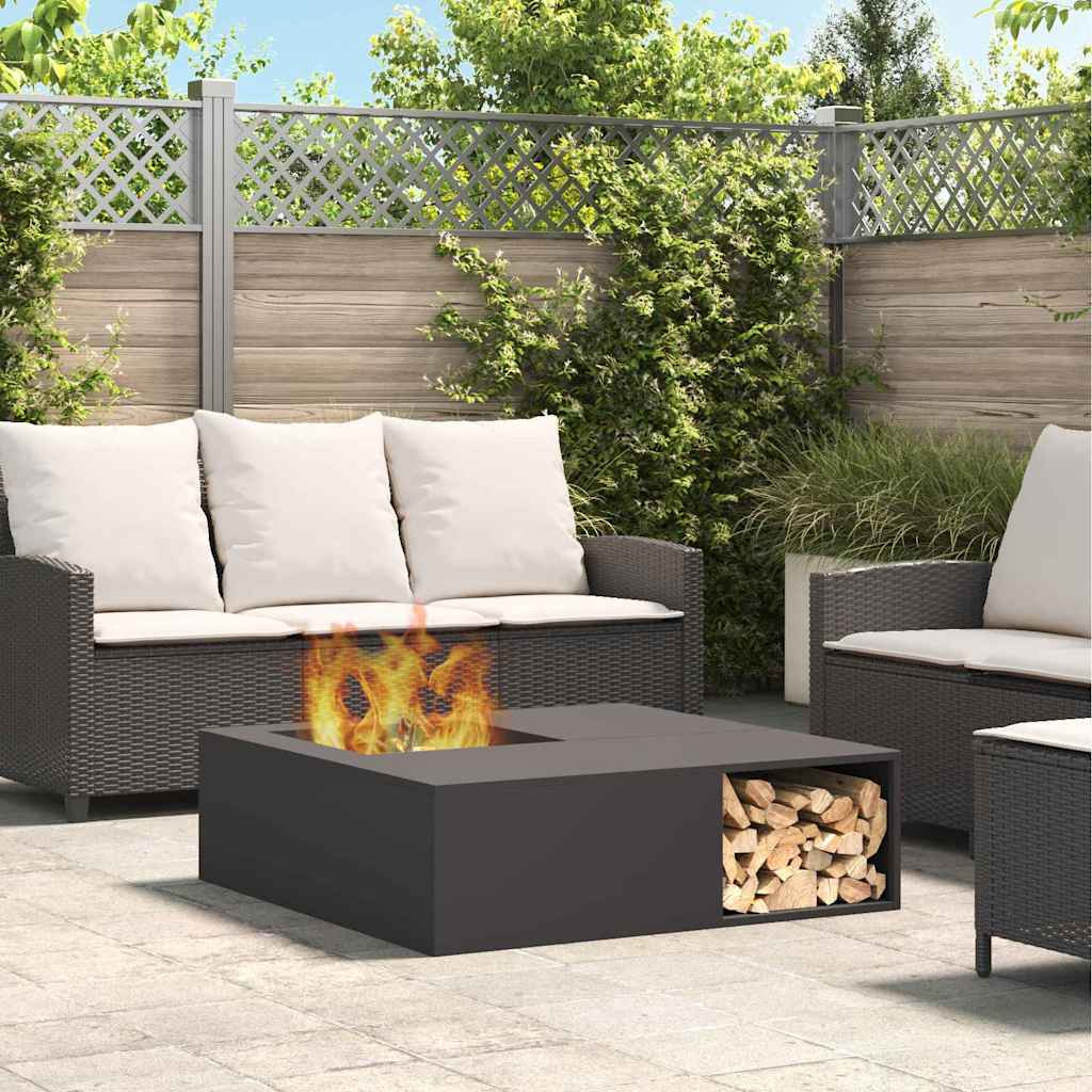 vidaXL Feuerstelle Schwarz 100 x 100 x 30 cm Wetterfeststahl
