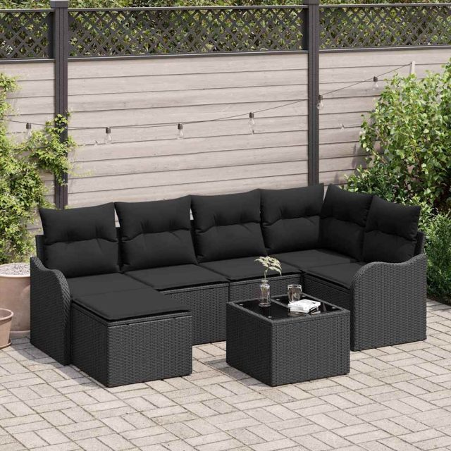 vidaXL Gartensofa-set Schwarz Poly-Rattan