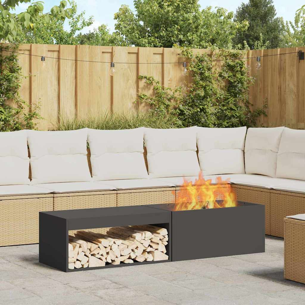 vidaXL Feuerschale Schwarz 160 x 45 x 35 cm Wetterfeststahl