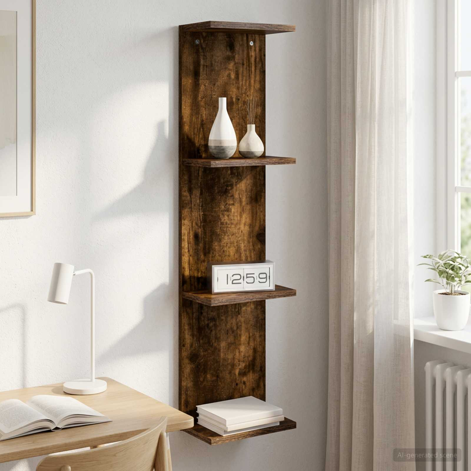 vidaXL Wandregal Raucheiche 22 x 15 x 100 cm Holzwerkstoff