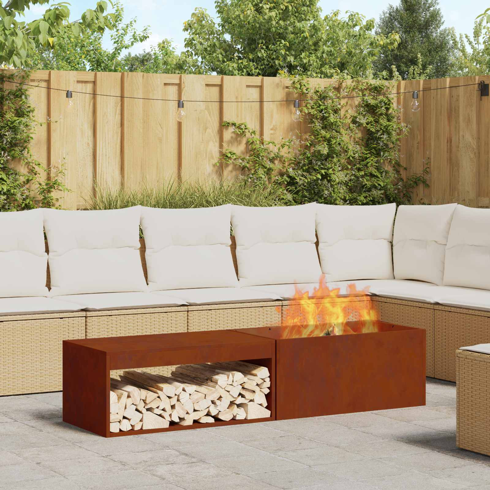 vidaXL Feuerschale Rostig 160 x 45 x 35 cm Wetterfeststahl