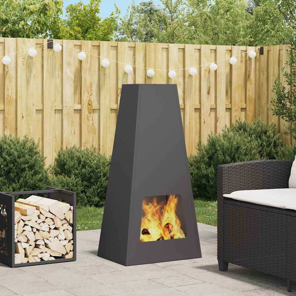 vidaXL Feuerstelle Schwarz 50 x 35 x 100 cm Wetterfeststahl