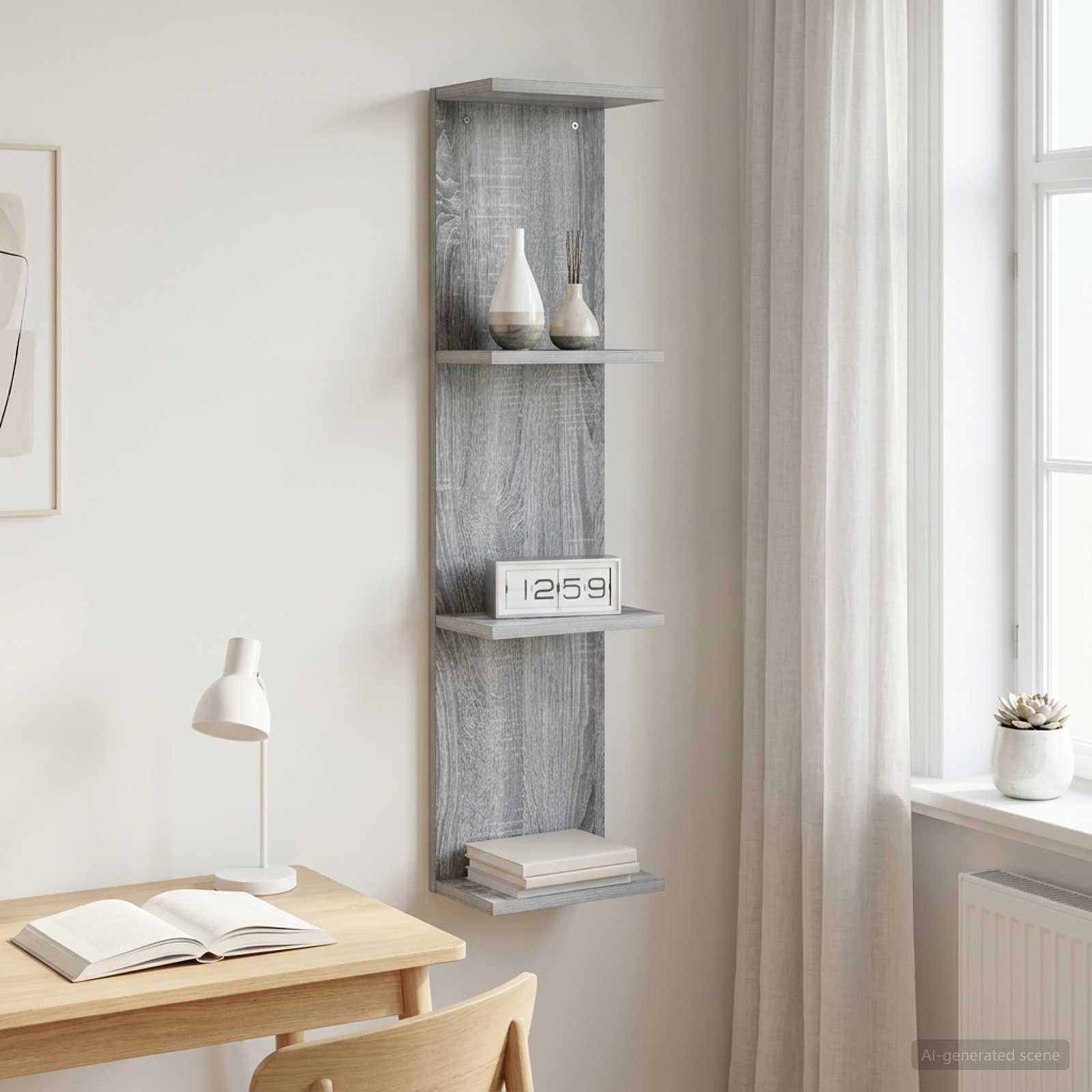 vidaXL Wandregal Sonoma-Grau 22 x 15 x 100 cm Holzwerkstoff