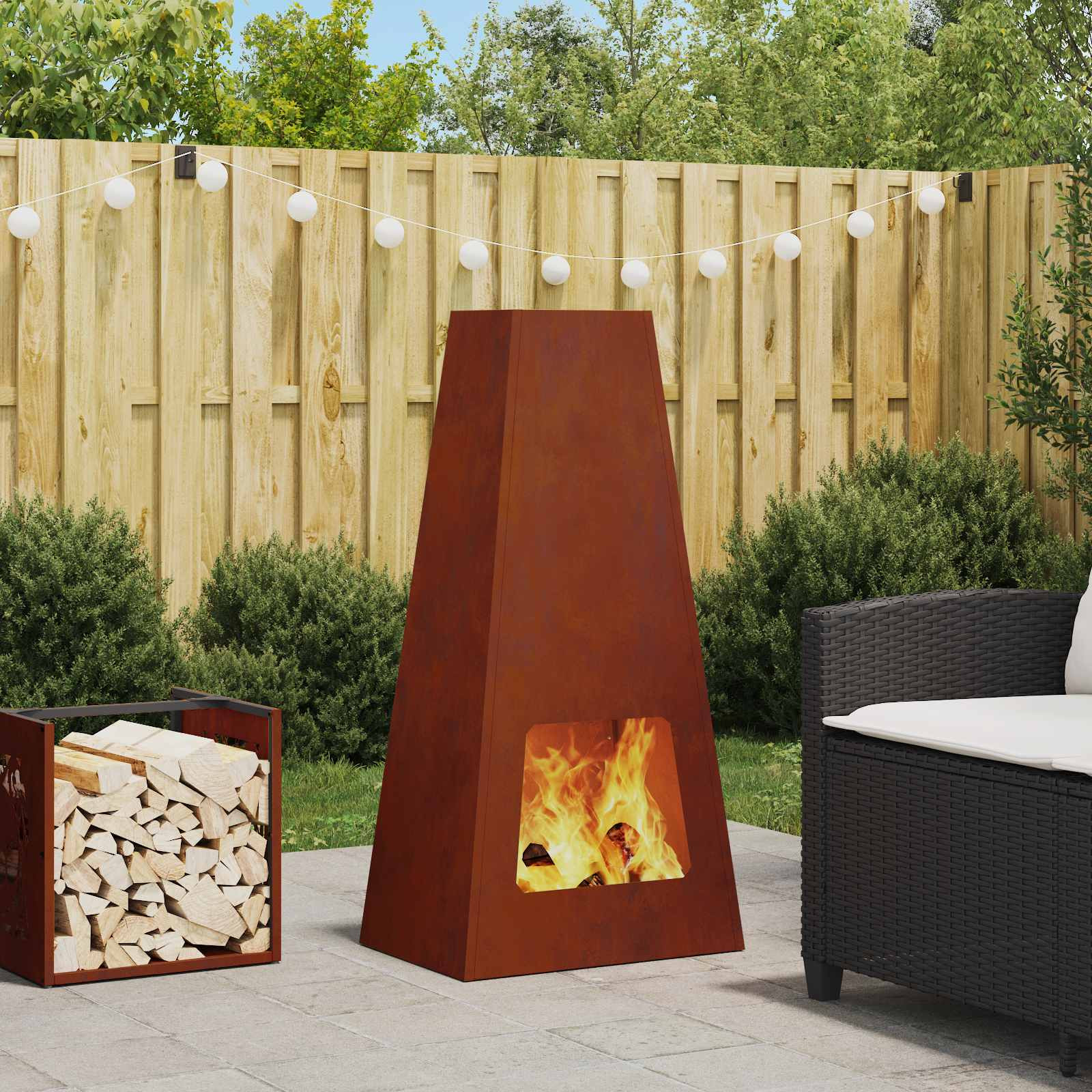 vidaXL Feuerstelle Rostig 50 x 35 x 100 cm Wetterfeststahl