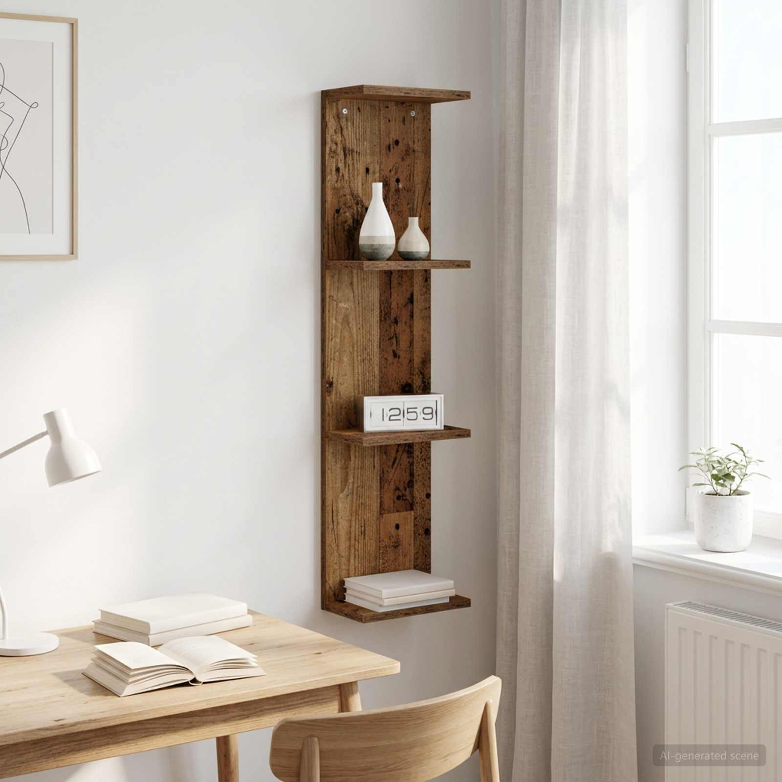 vidaXL Wandregal Altholz 22 x 15 x 100 cm Holzwerkstoff