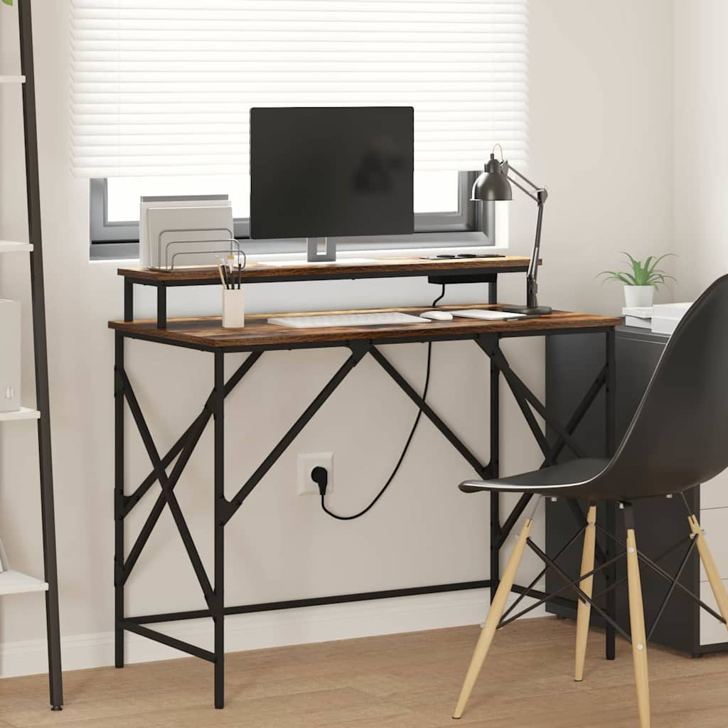 vidaXL Schreibtisch Geräucherte Eiche 100 x 50 x 86,5 cm Holzwerkstoff