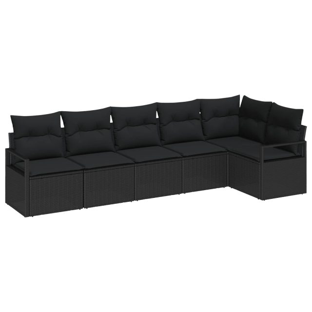 vidaXL Sofa Set 6 pcs Schwarz Poly-Rattan