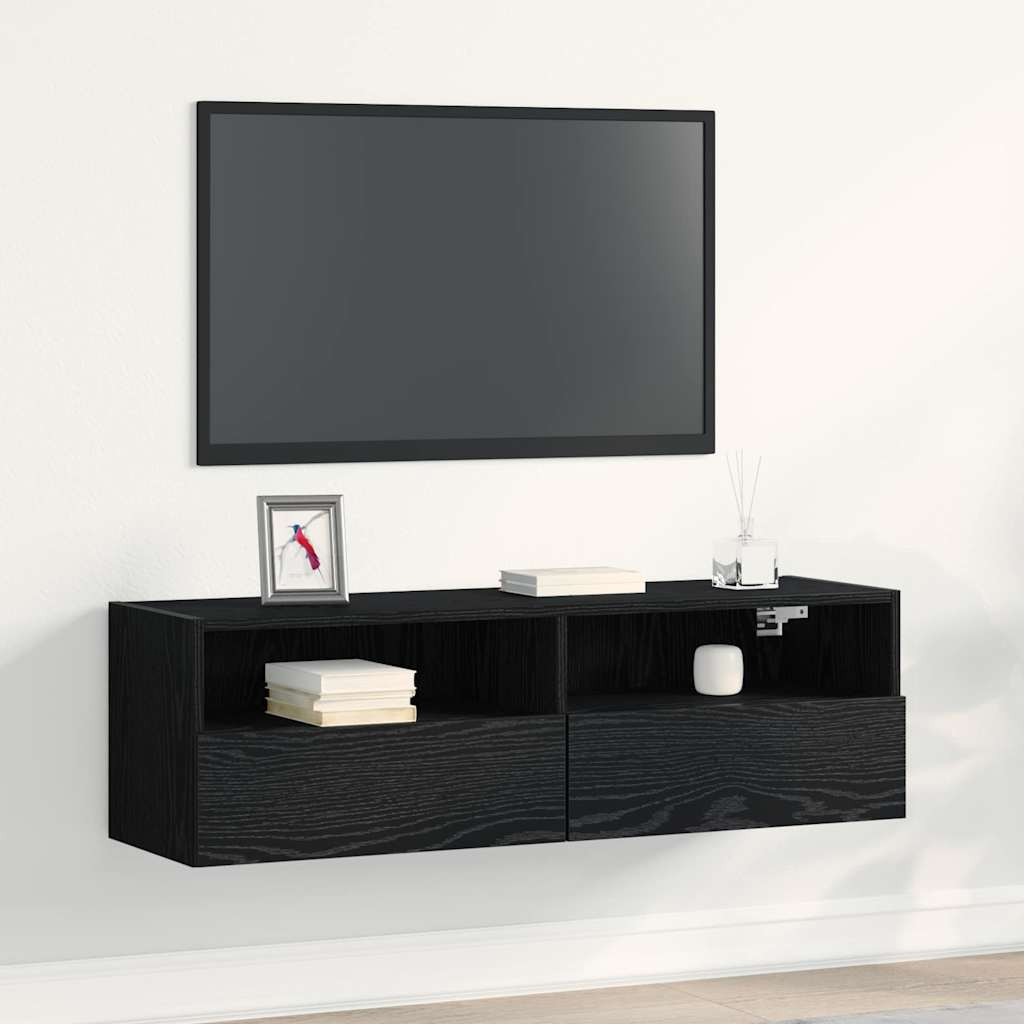 vidaXL TV-Wandschrank Schwarz Eichen-Optik 100 x 30 x 30 cm