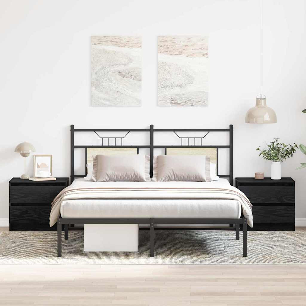 vidaXL Nachttisch 2 pcs Schwarz Eichen-Optik 50 x 40 x 43,5 cm