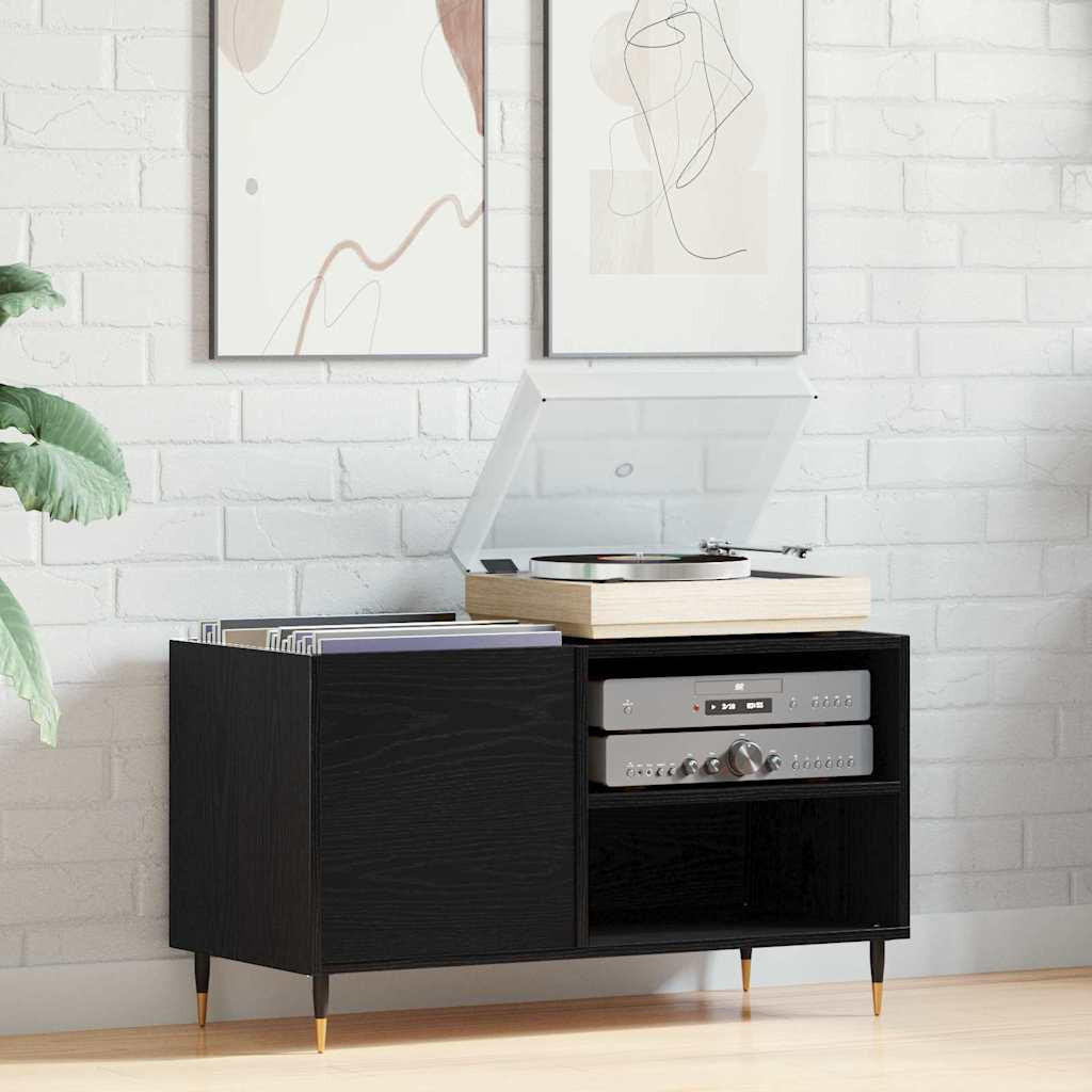 vidaXL Schallplattenschrank Schwarz Eichen-Optik 85 x 38 x 48 cm