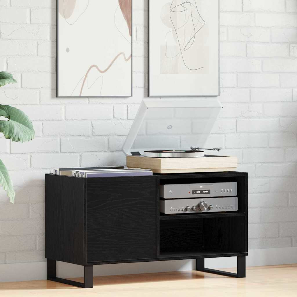 vidaXL Schallplattenschrank Schwarz Eichen-Optik 85 x 38 x 48 cm