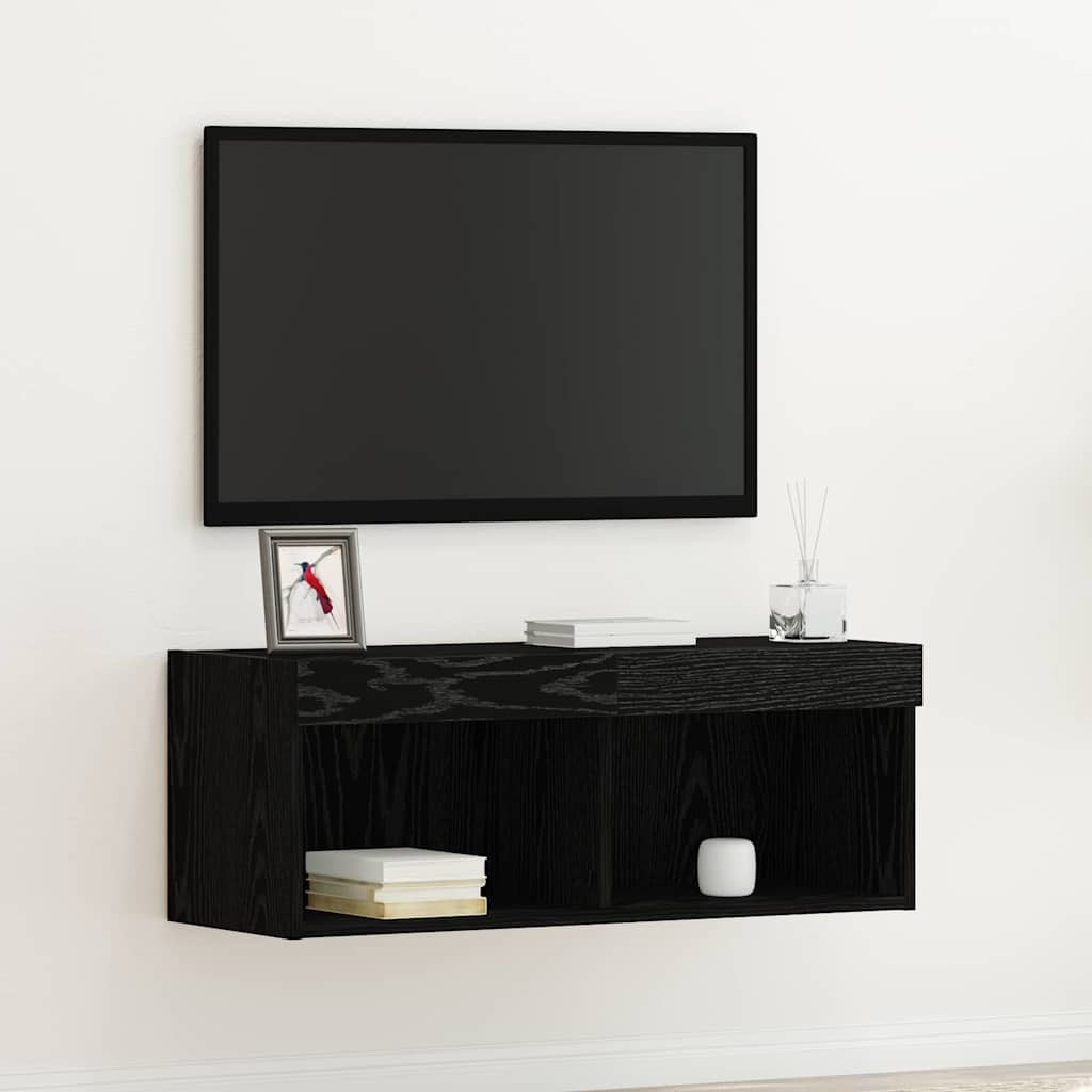 vidaXL TV-Schrankset mit LED Schwarz Eichen-Optik 80 x 30 x 30 cm