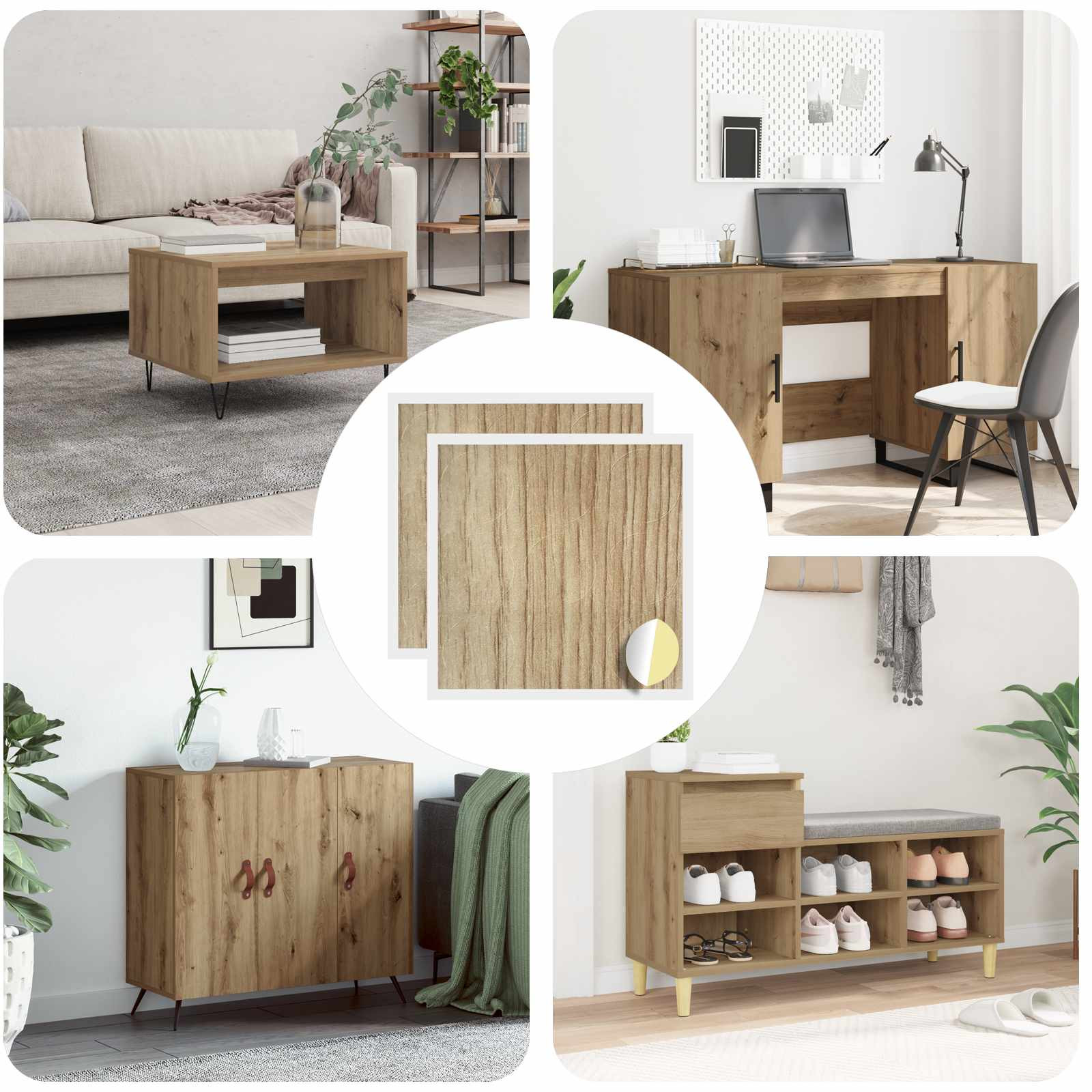 vidaXL Selbstklebende Schraubenabdeckung 2 Stk. Artisan-Eiche