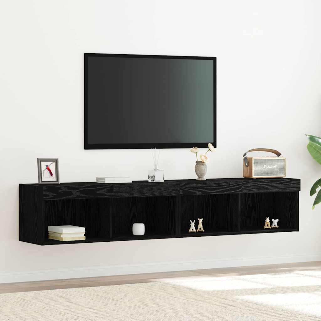 vidaXL TV-Schrankset 2 pcs Schwarz Eichen-Optik 80 x 30 x 30 cm