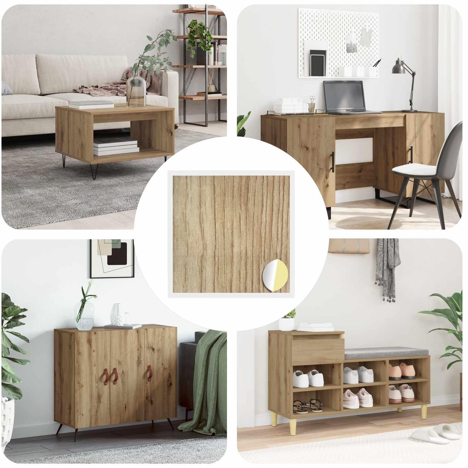 vidaXL Selbstklebende Schraubenabdeckung 12 Stk. Artisan-Eiche