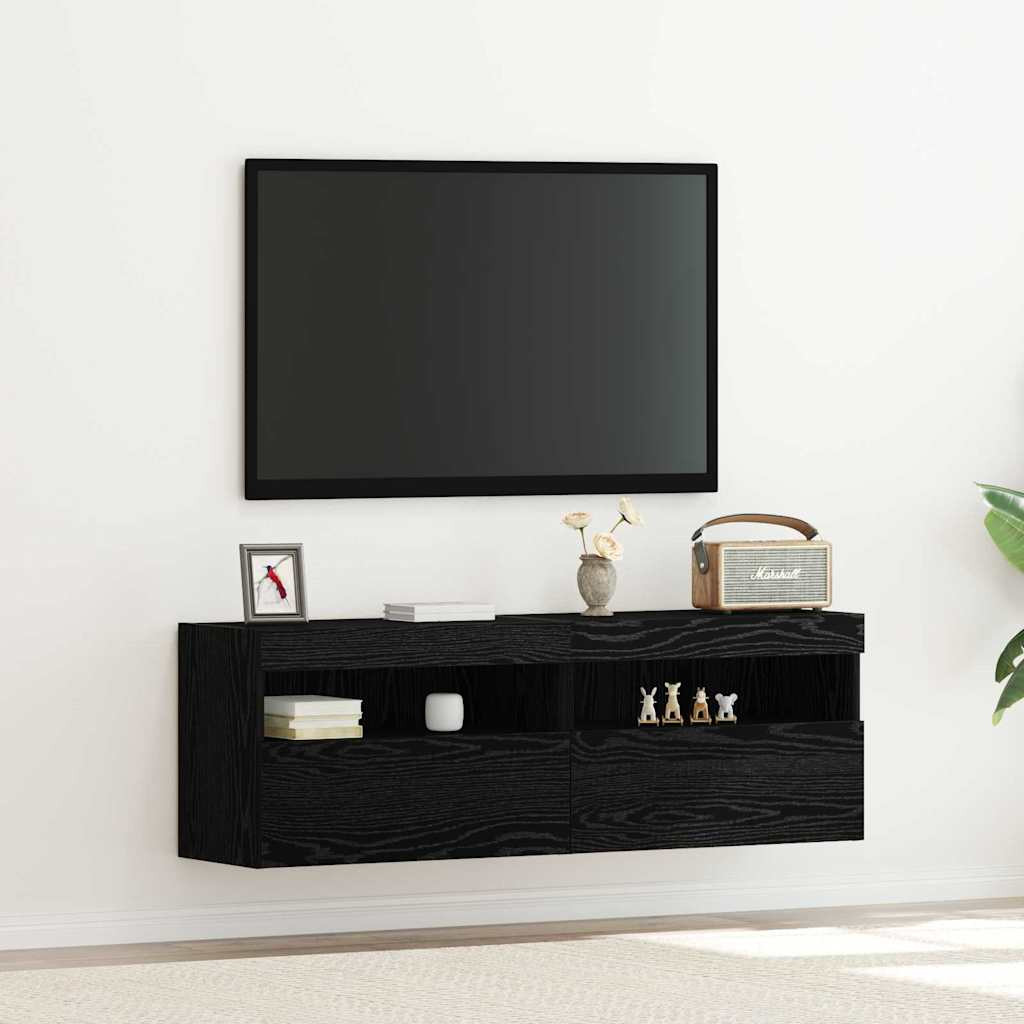 vidaXL TV-Wandschrank 2 pcs Schwarz Eichen-Optik 60 x 30 x 40 cm