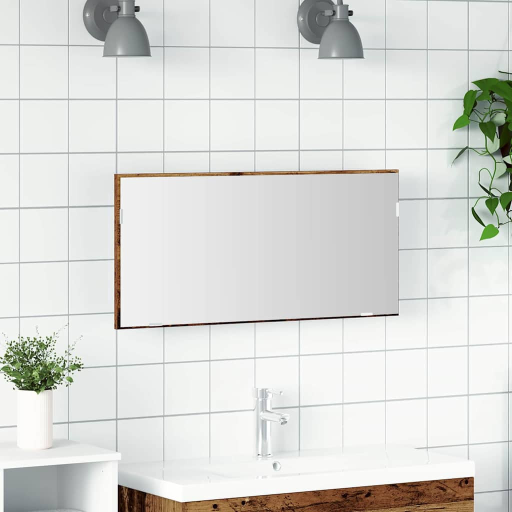 vidaXL Spiegel mit Spiegel Altholz 80 x 37 cm Glas und engineered Holz