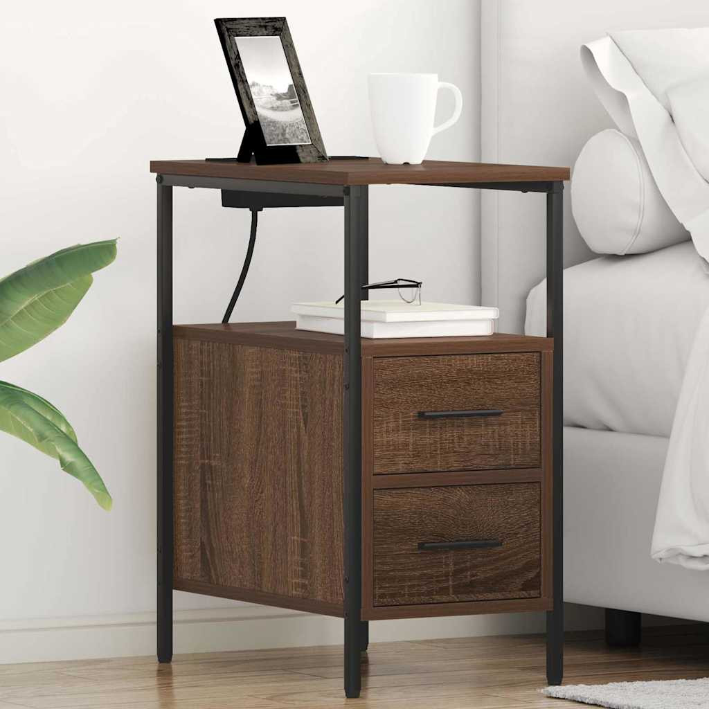 vidaXL Nachttisch 2 pcs Braun Eichen-Optik 30 x 48 x 61 cm