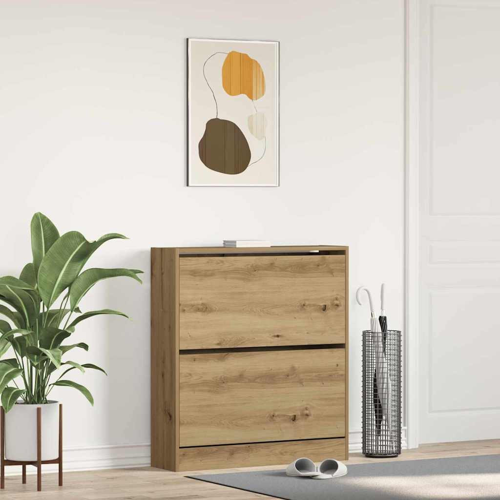 vidaXL Schuhschrank 80 x 21 x 87,5 cm Holzwerkstoff Geräucherte Eiche