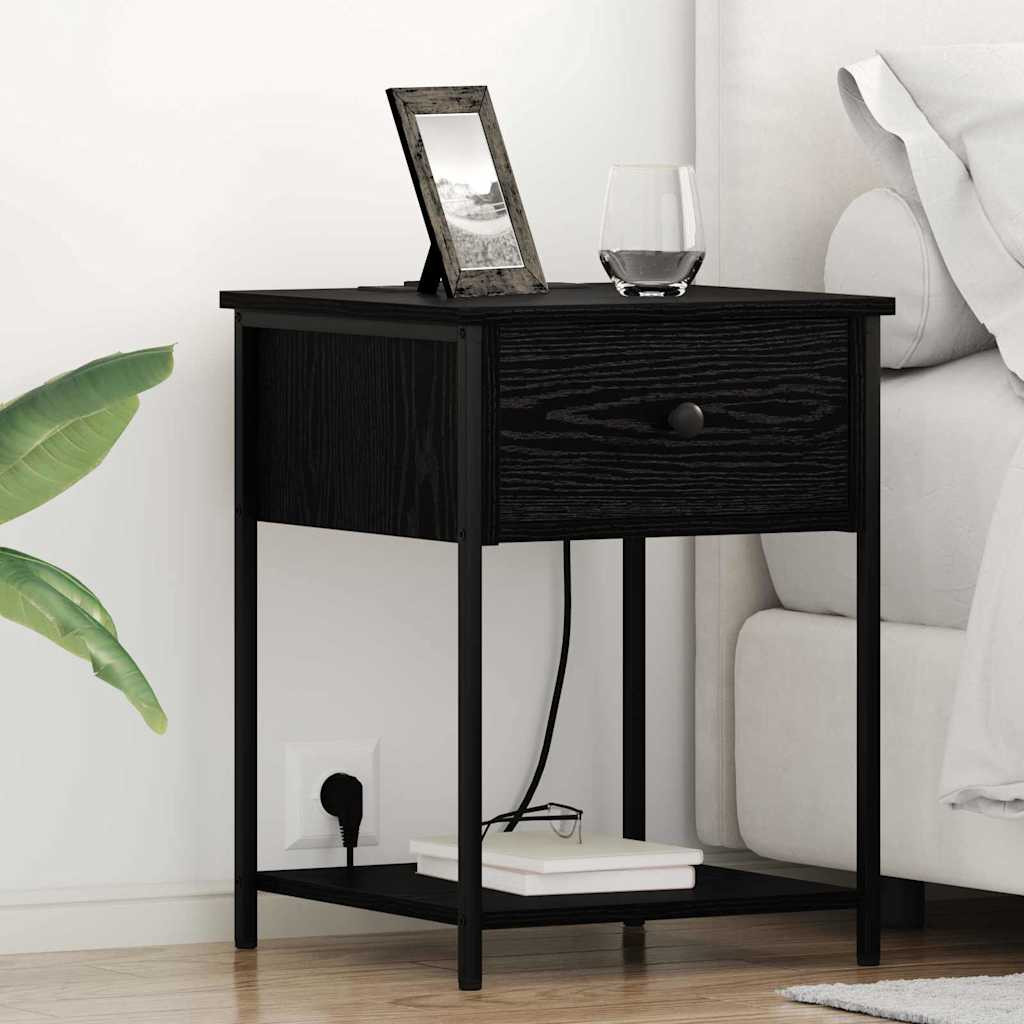 vidaXL Nachttisch 2 pcs Schwarz Eichen-Optik 42 x 41 x 56 cm