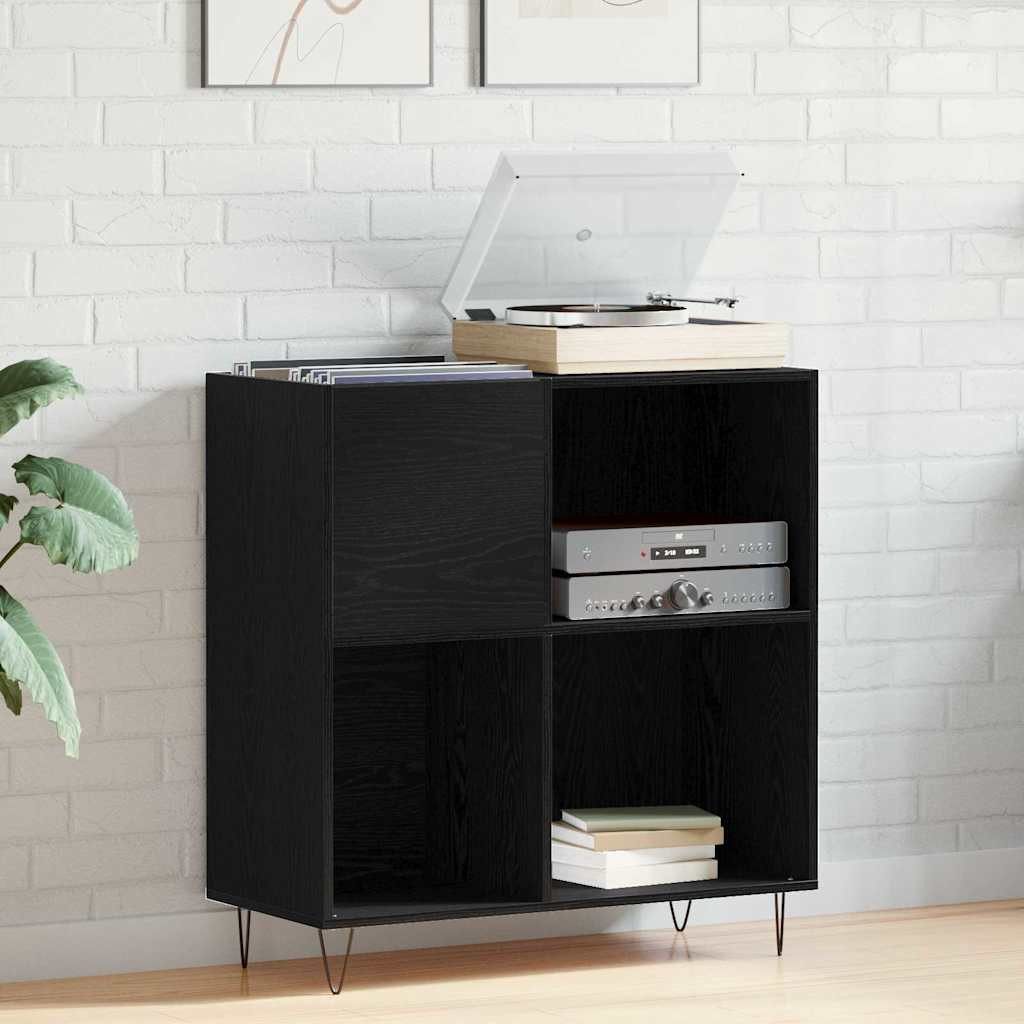 vidaXL Schallplattenschrank Schwarz Eichen-Optik 85 x 38 x 89 cm