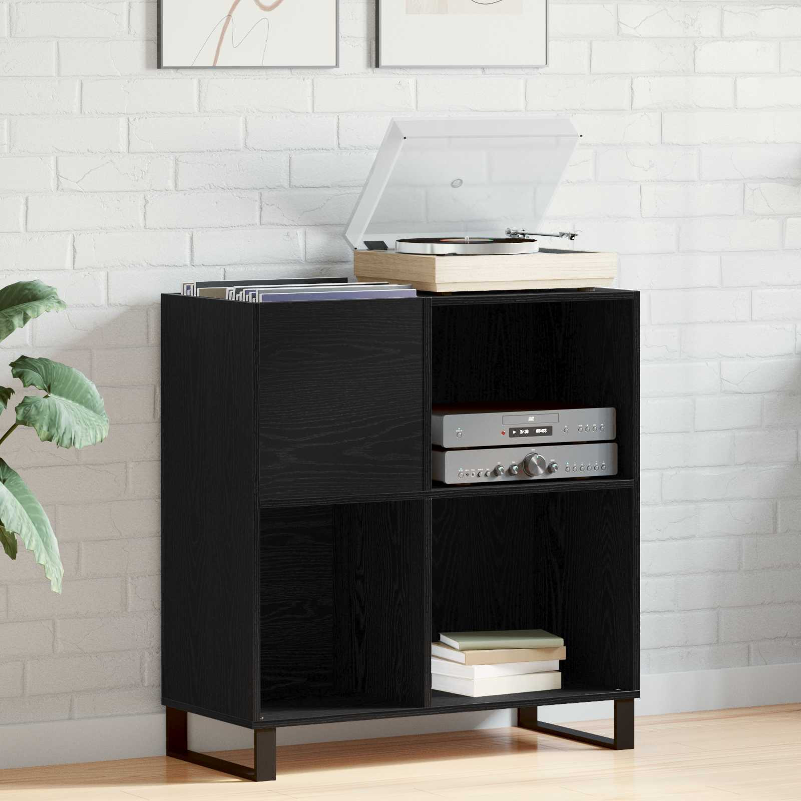 vidaXL Schallplattenschrank Schwarz Eichen-Optik 85 x 38 x 89 cm
