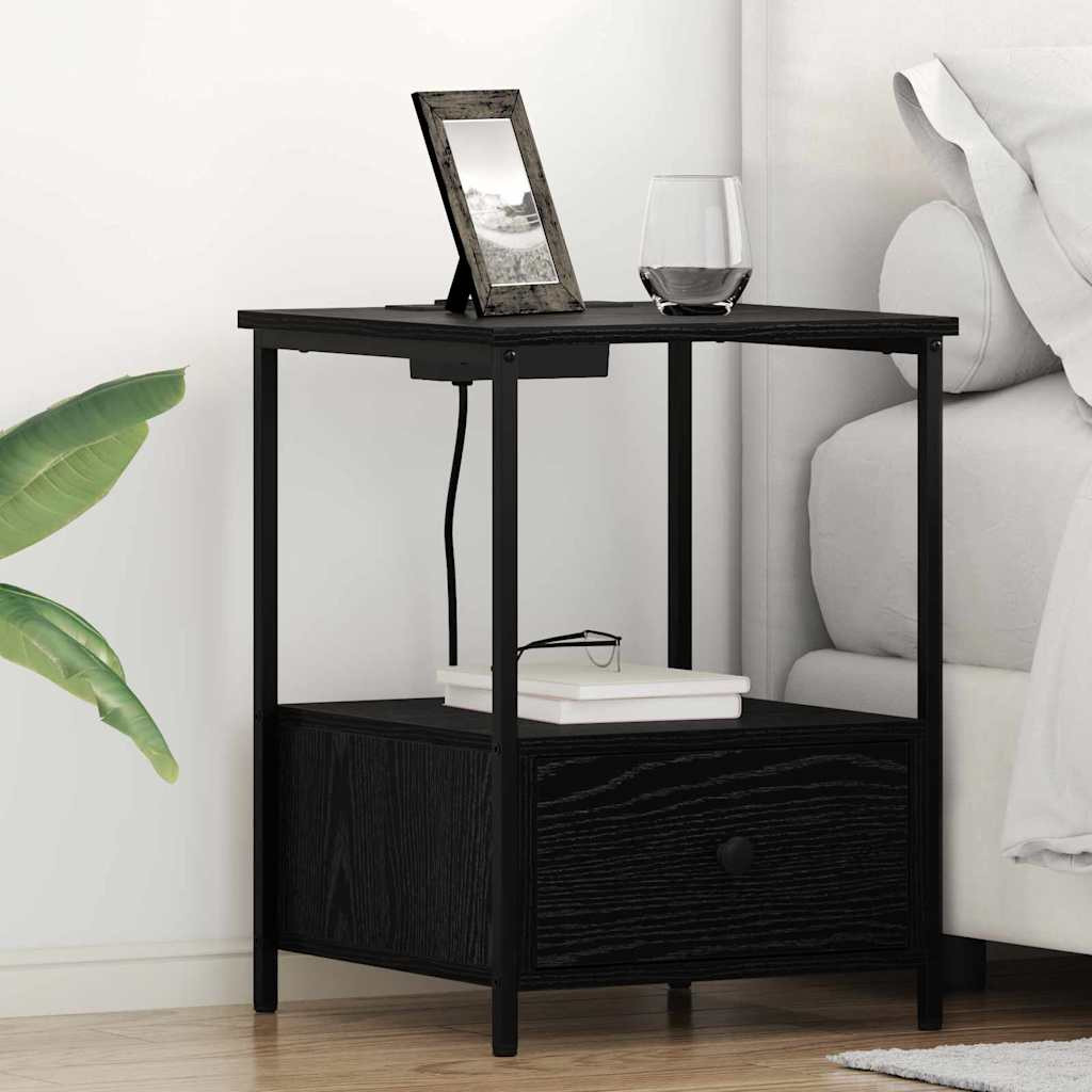 vidaXL Nachttisch Schwarz Eichen-Optik 42 x 41 x 56 cm Holzwerkstoff