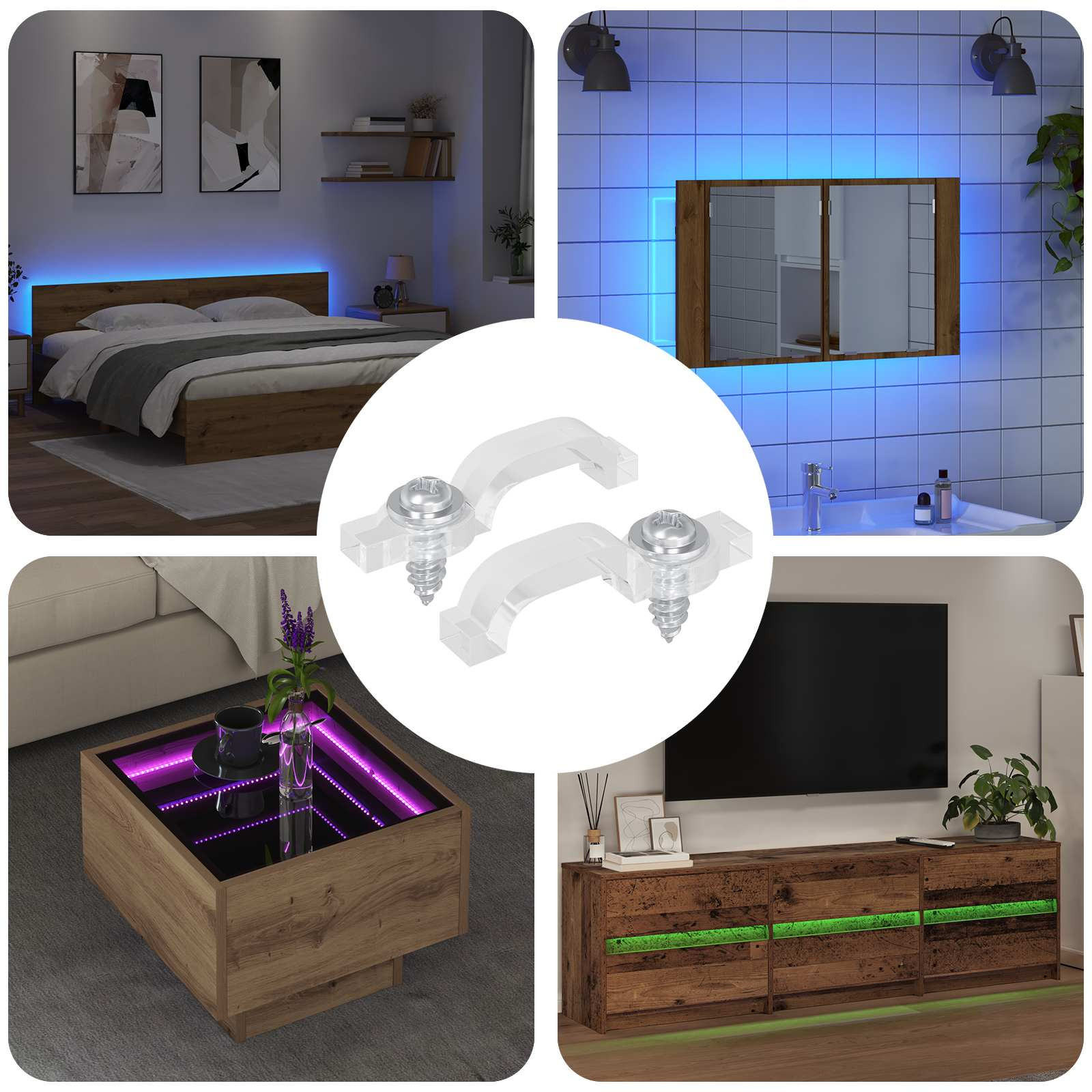 vidaXL LED Streifen Clips 23,8 mm 2 pcs Transparent