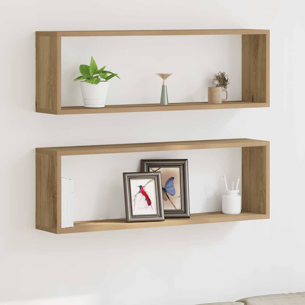 vidaXL Wandregale Wandhalterung 2 pcs Kunsthandwerk Eiche