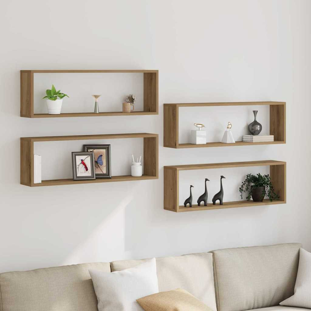 vidaXL Wandregale Wandhalterung 4 pcs Kunsthandwerk Eiche