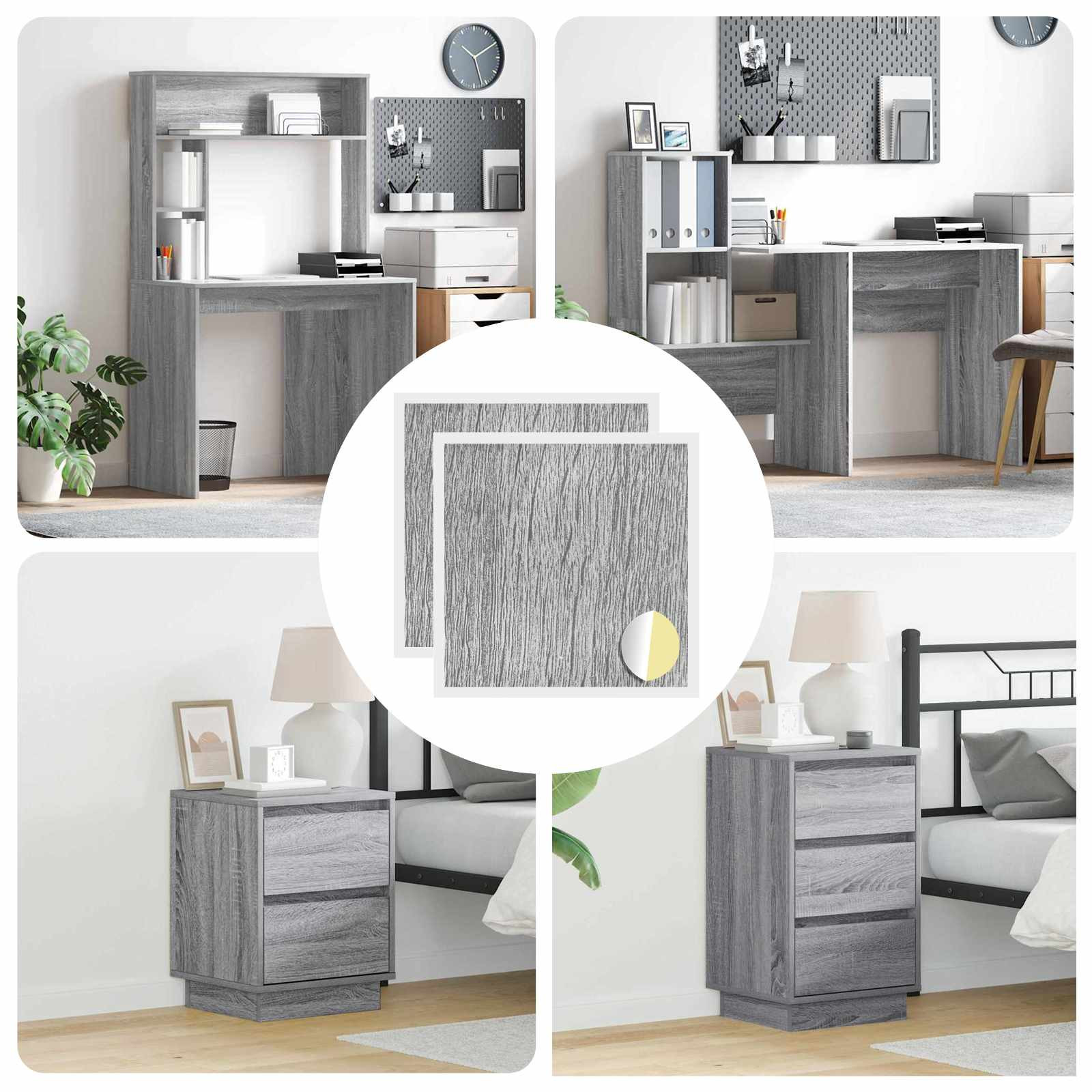 vidaXL Selbstklebende Schraubenabdeckung 2 pcs Graues Sonoma