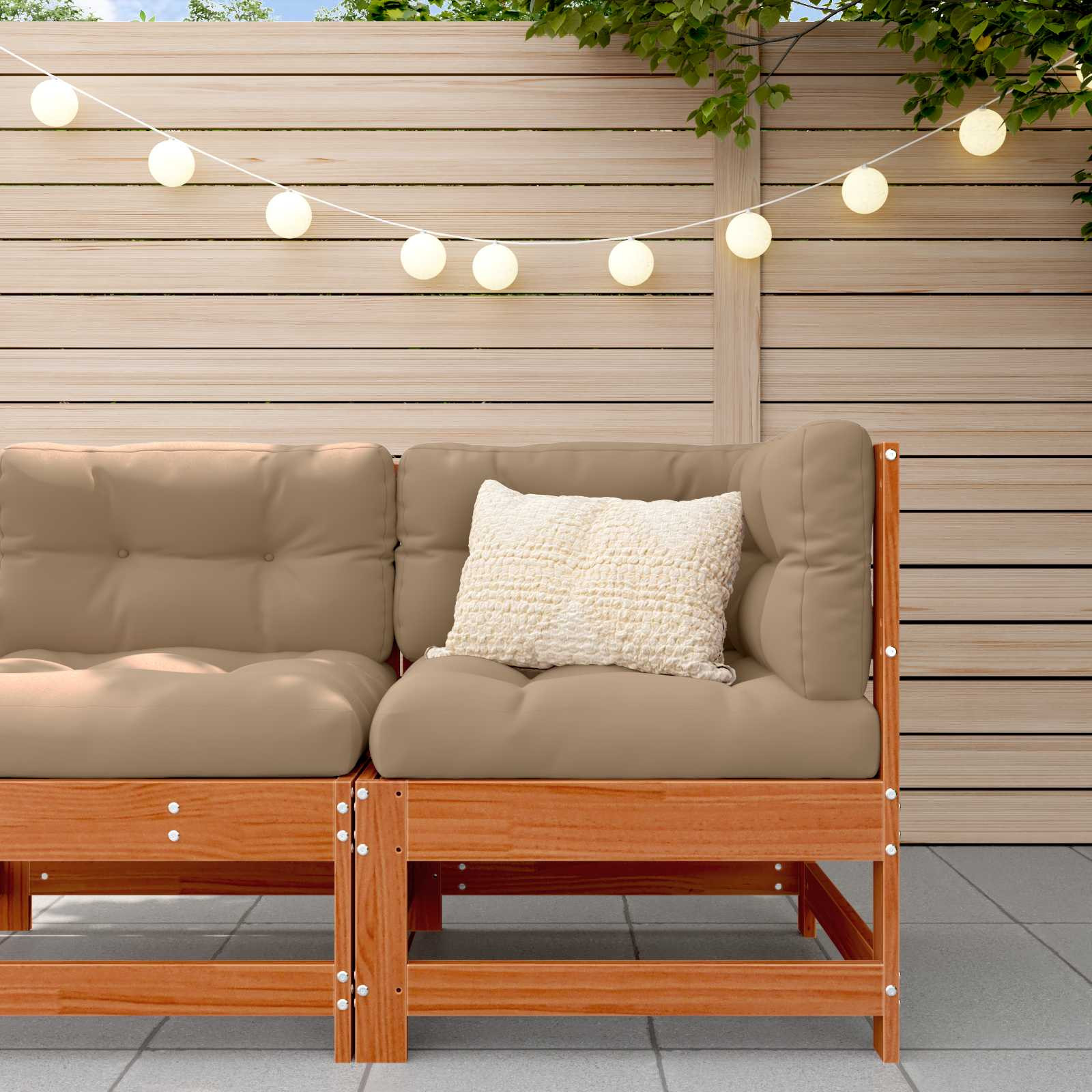 vidaXL Gartenecksofa Massives Kiefernholz Wachsbraun