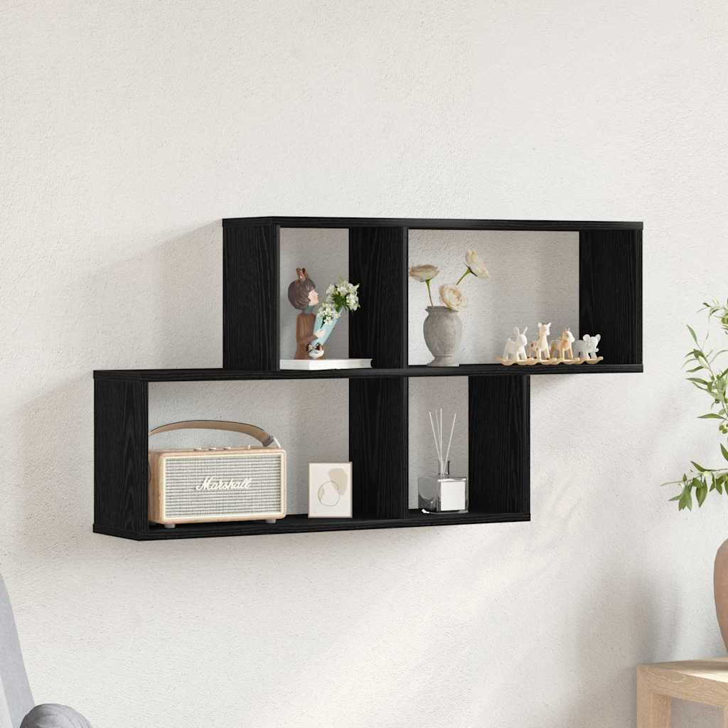 vidaXL Wandregal Schwarz Eichen-Optik 76 x 15 x 53 cm Holzwerkstoff