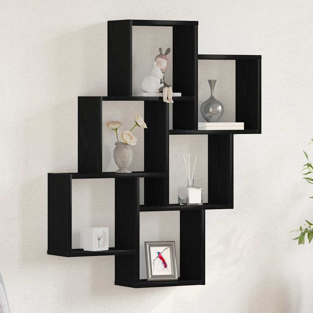 vidaXL Wandregal Schwarz Eichen-Optik 78 x 15 x 93 cm Holzwerkstoff
