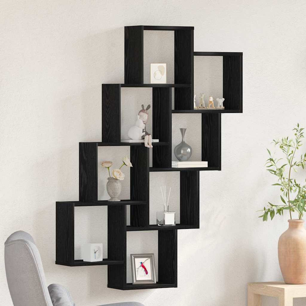vidaXL Wandregal Schwarz Eichen-Optik 90 x 15 x 119,5 cm Holzwerkstoff