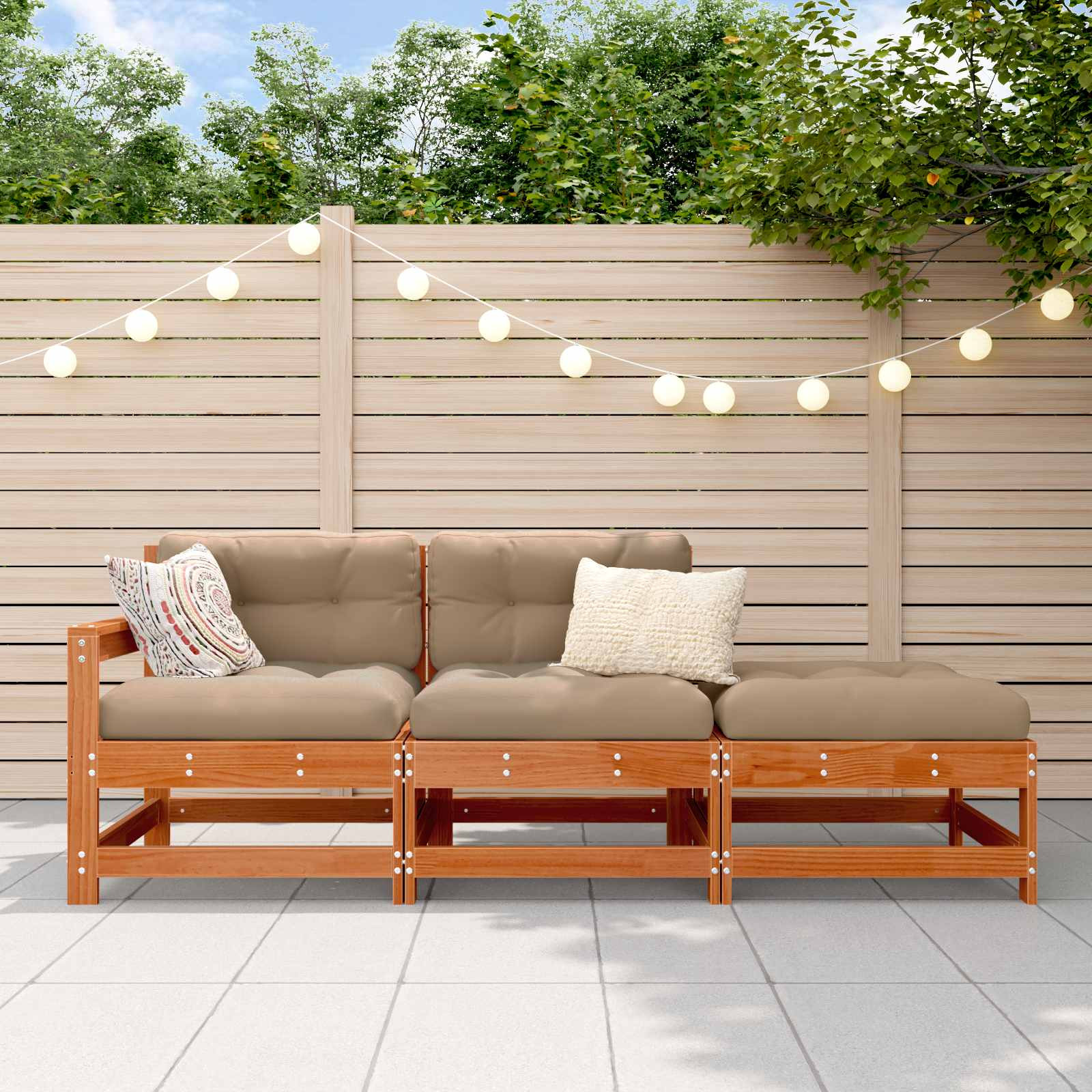 vidaXL Sectional Sofa Einheiten Wachsbraun 190 x 62 x 70,5cm