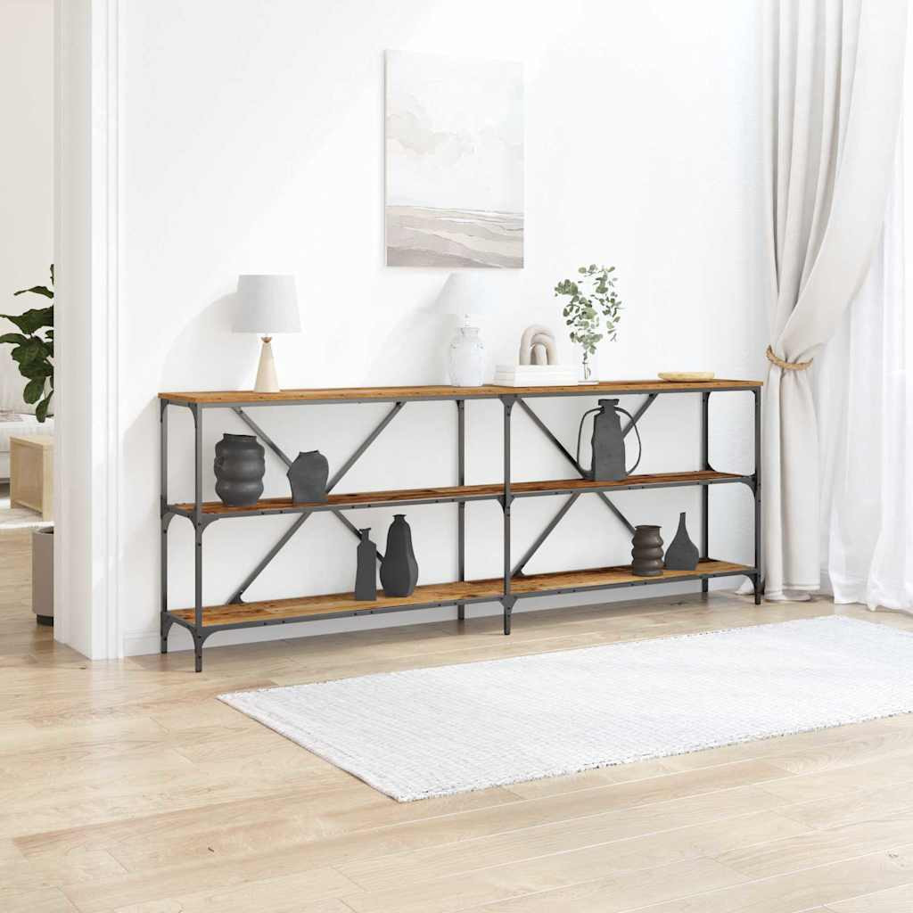 vidaXL Konsolentisch mit Regal Altholz 200 x 30 x 75 cm Holzwerkstoff