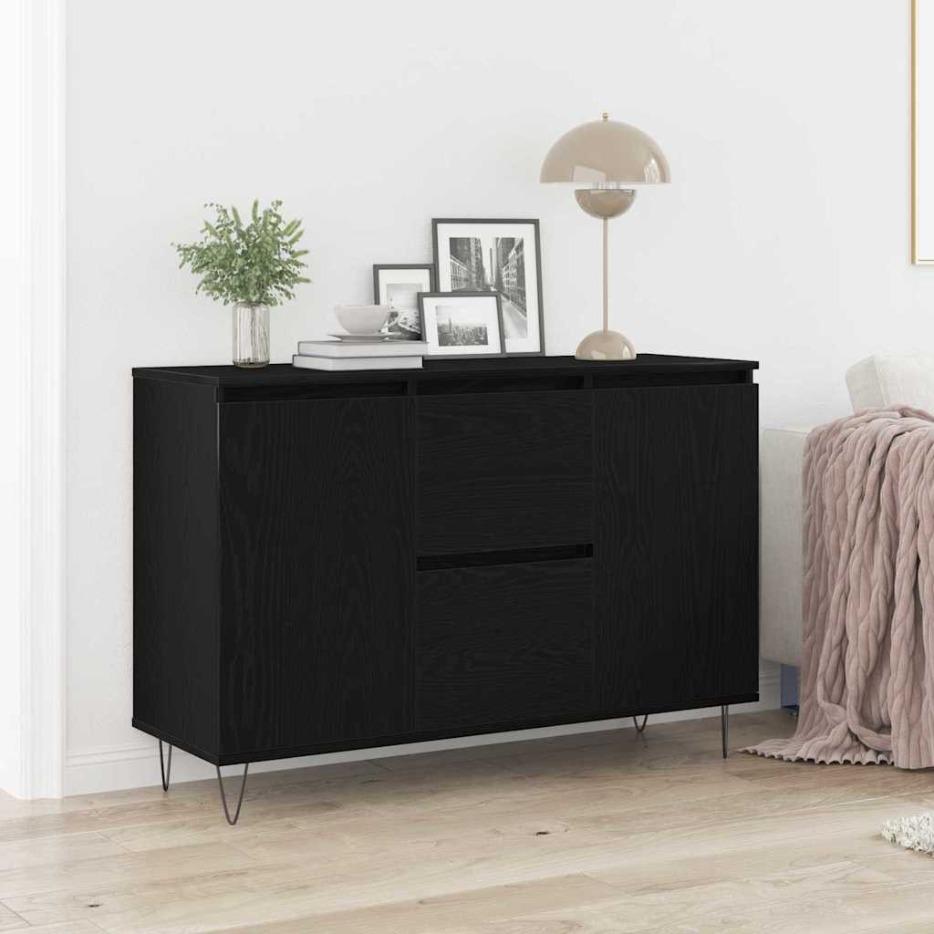 vidaXL Sideboard Schwarz Eichen-Optik 101,5 x 35 x 70 cm Holzwerkstoff