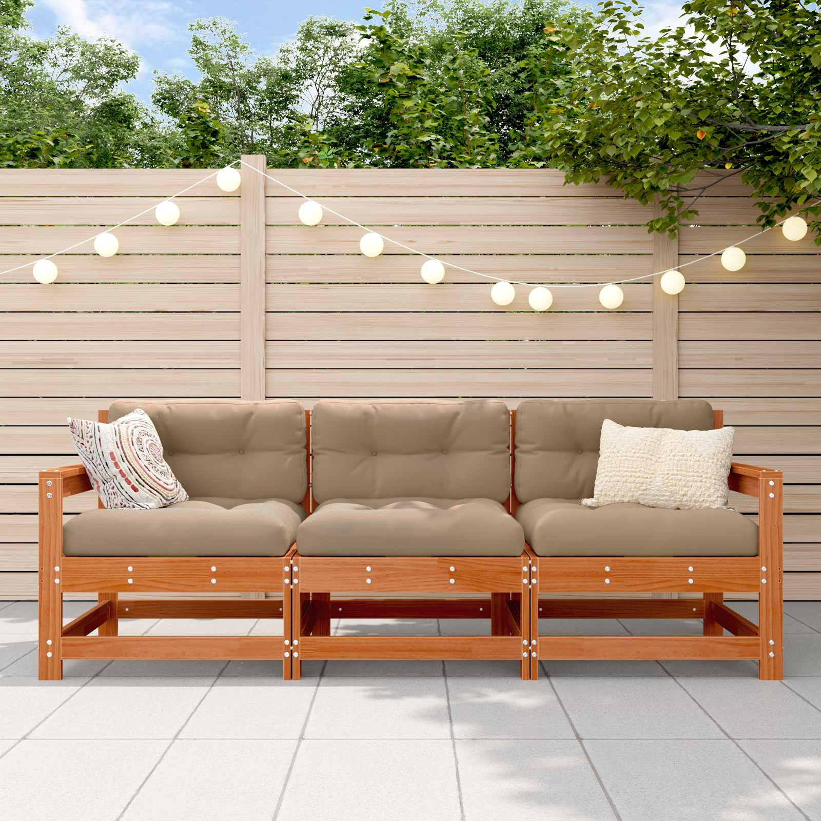 vidaXL Sectional Sofa Einheiten 3 Stück Wachsbraun