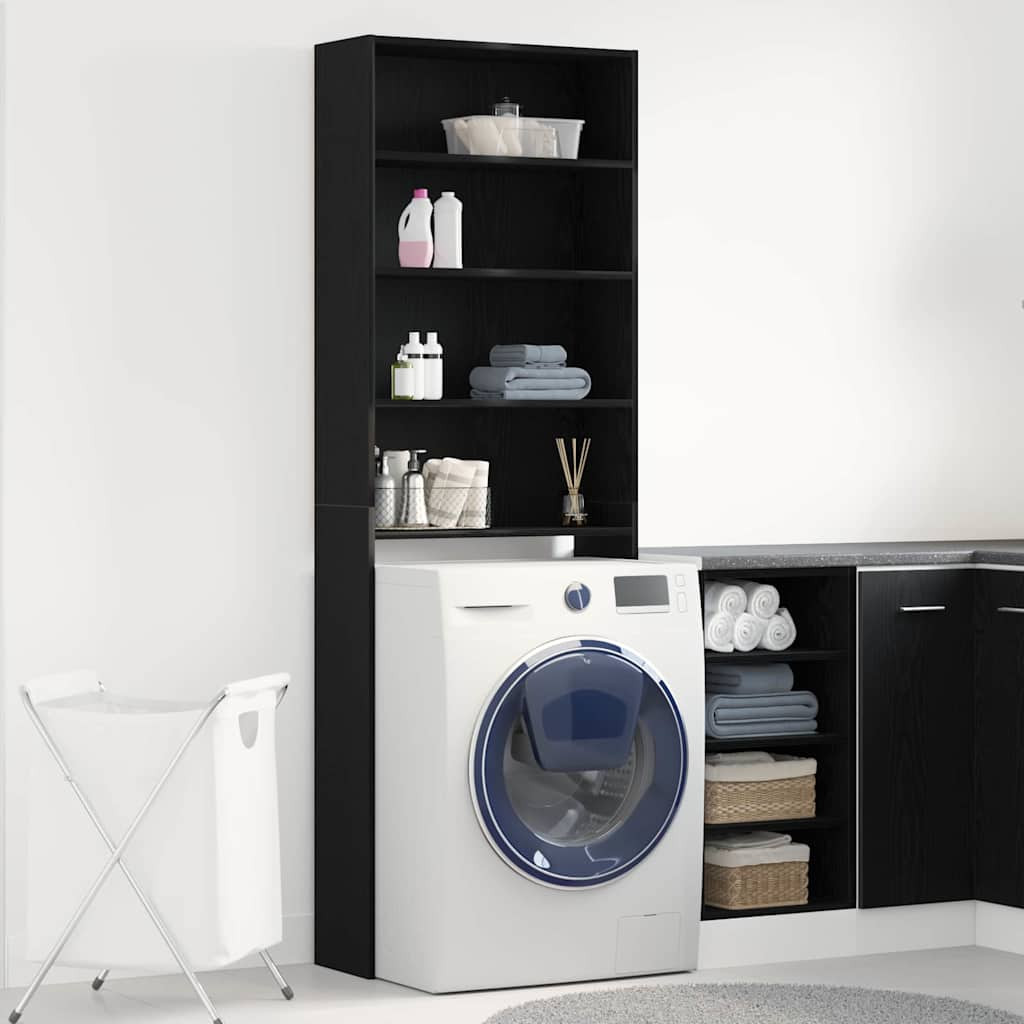 vidaXL Waschmaschinen-Schrank Schwarz Eichen-Optik 64 x 24 x 190 cm